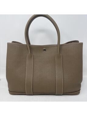 HERMES Garden Party 36 Leather Tote Bag Etoupe Taupe Palladium HW COA